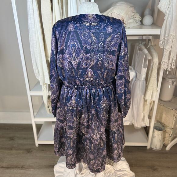 Lane Bryant Women's Plus sz. 26 purple paisley dress, office career church #4235 - Picture 2 of 7